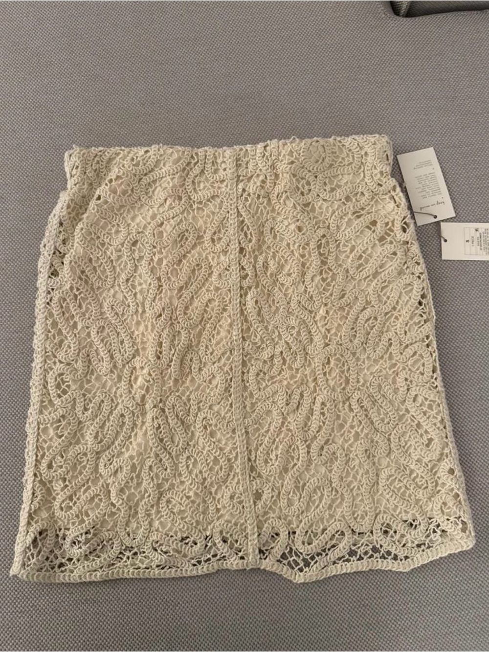 a new day Cream Lace Crochet Mini Skirt